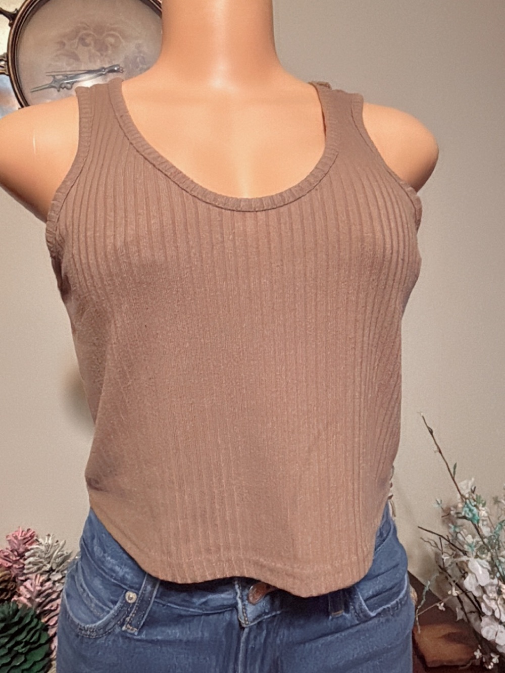 if it were me Ribbed Tank Top — Taupe
